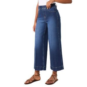 Spanx® Womens  Spanx Pull-On Crop Wide Jean, Blue